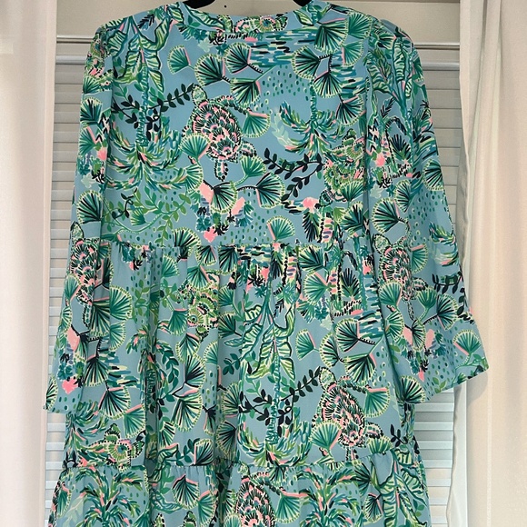 Martine 3/4 Sleeve Dress Frenchie Blue Mosaic Shells Engineered Dress - Picture 4 of 6